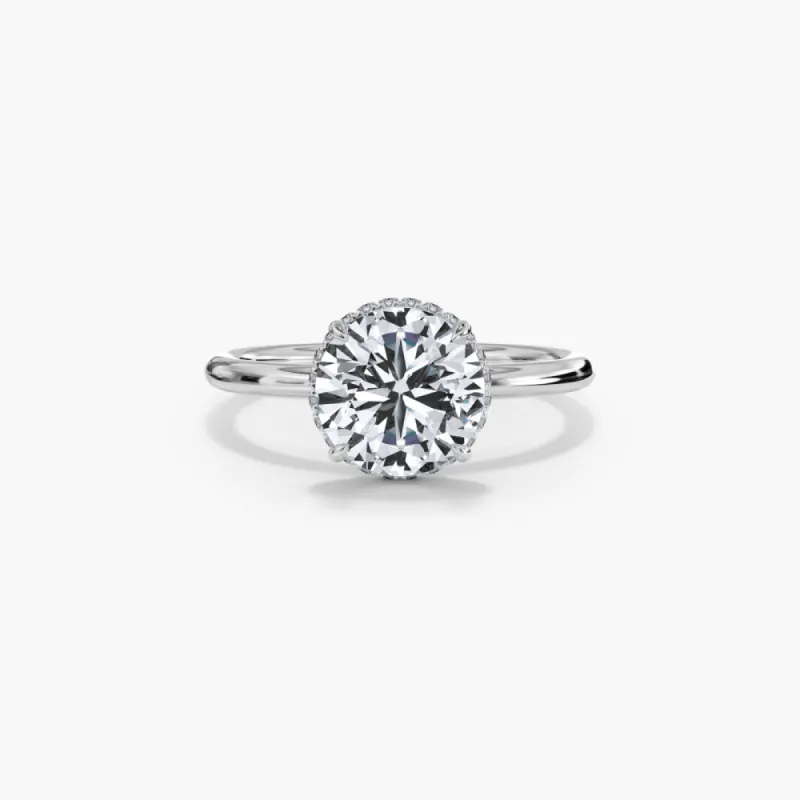 The Halo Crown Plain Band Lab Diamond Engagement Ring sold by Promise By Effy