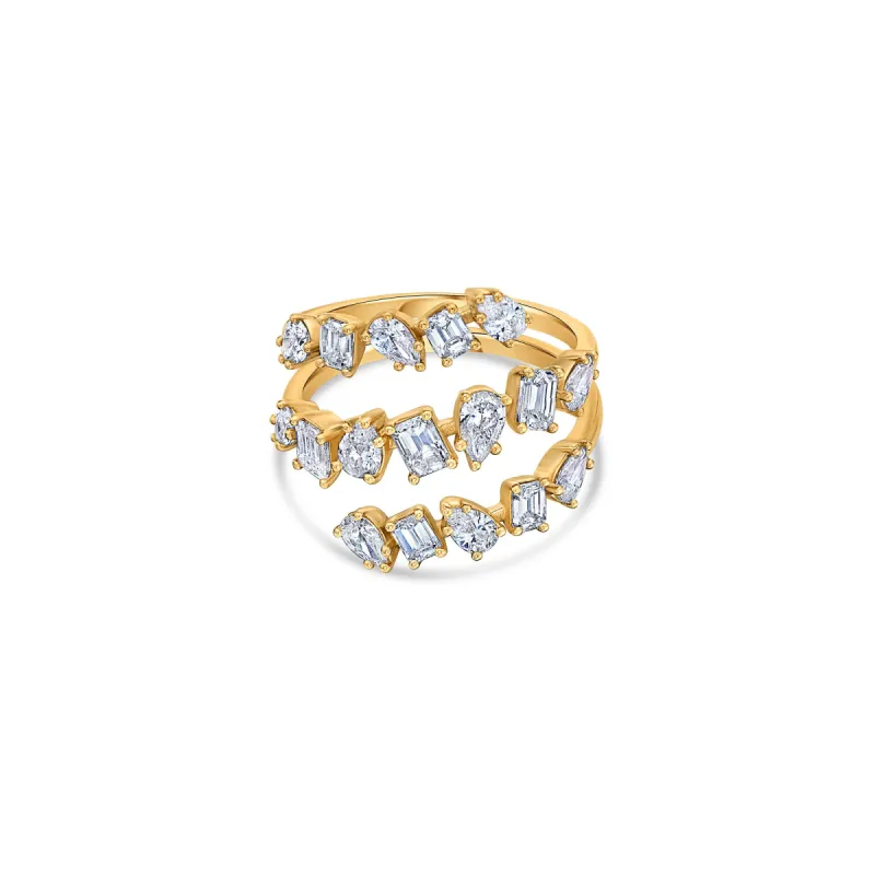Mixed Shape Spiral Ring with Pear and Emerald Cut Lab Grown Diamonds sold by Promise By Effy