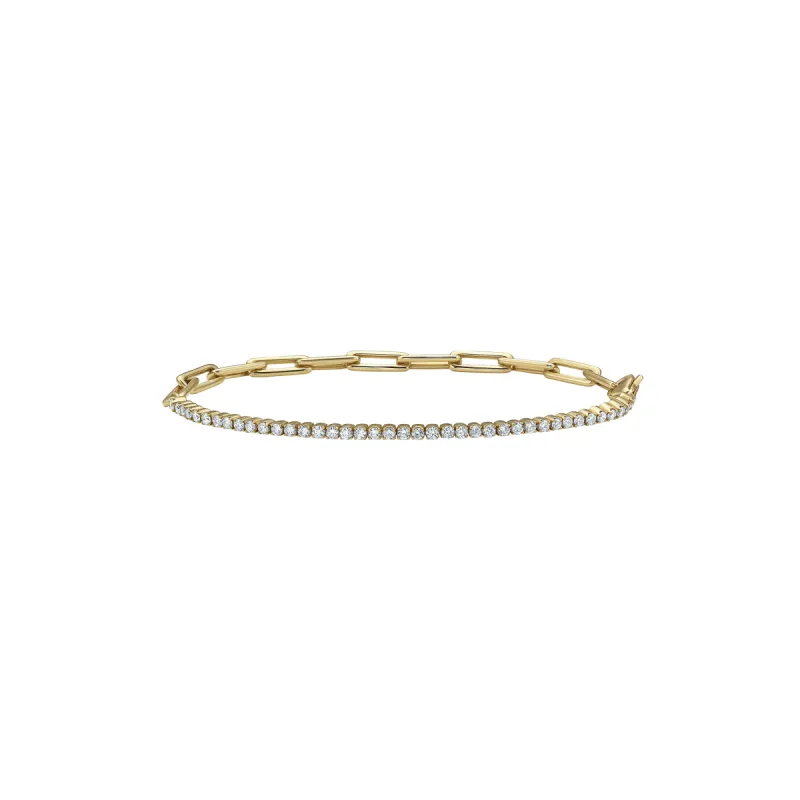 Paperclip Tennis Bracelet in Yellow Gold with Diamonds made by Promise By Effy