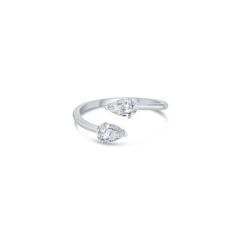 Duo Bypass Ring in Gold with Pear Lab Diamonds sold by Promise By Effy