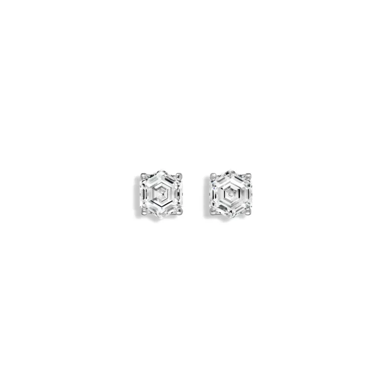 Stud Earring with Hexagon Cut Lab Diamonds sold by Promise By Effy