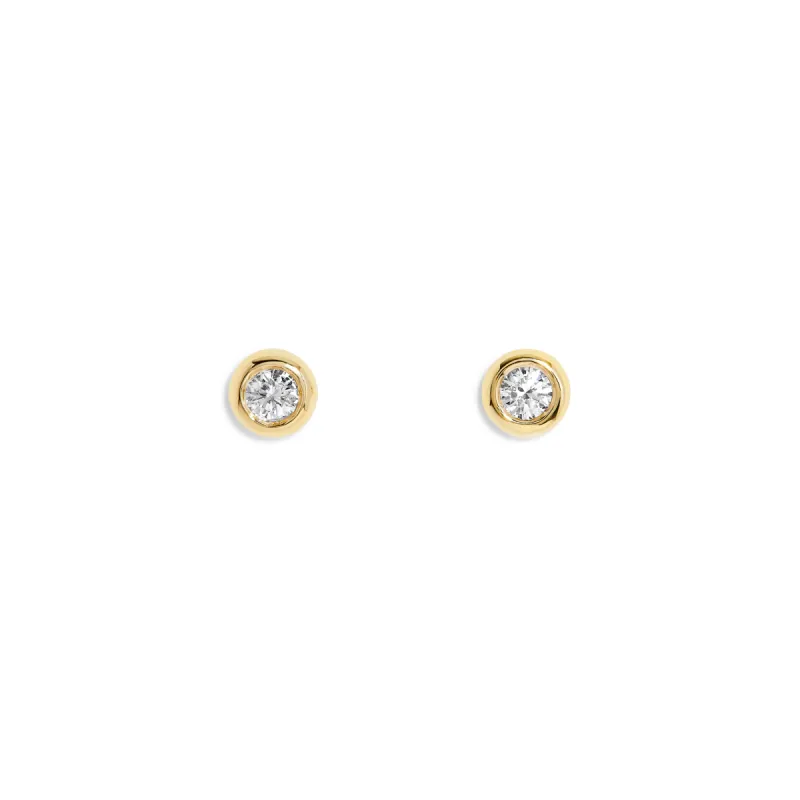 Bezel Diamond Stud Earring in Yellow Gold with Diamonds sold by Promise By Effy