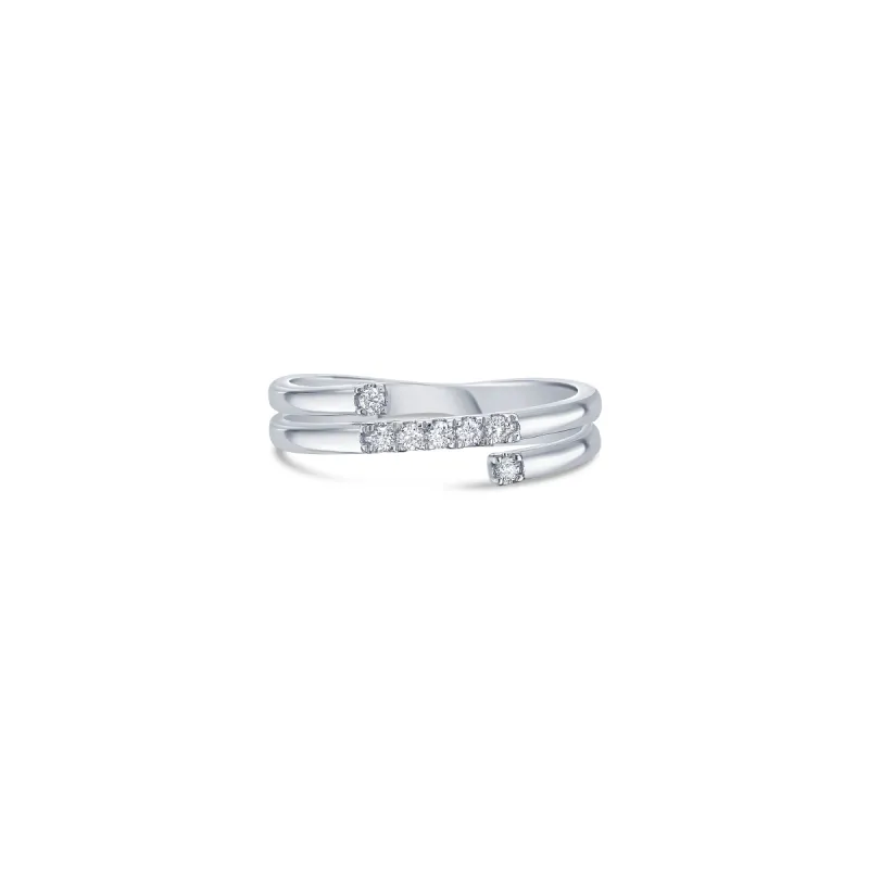 Pixel Wrap Line Ring in White Gold with Diamonds sold by Promise By Effy