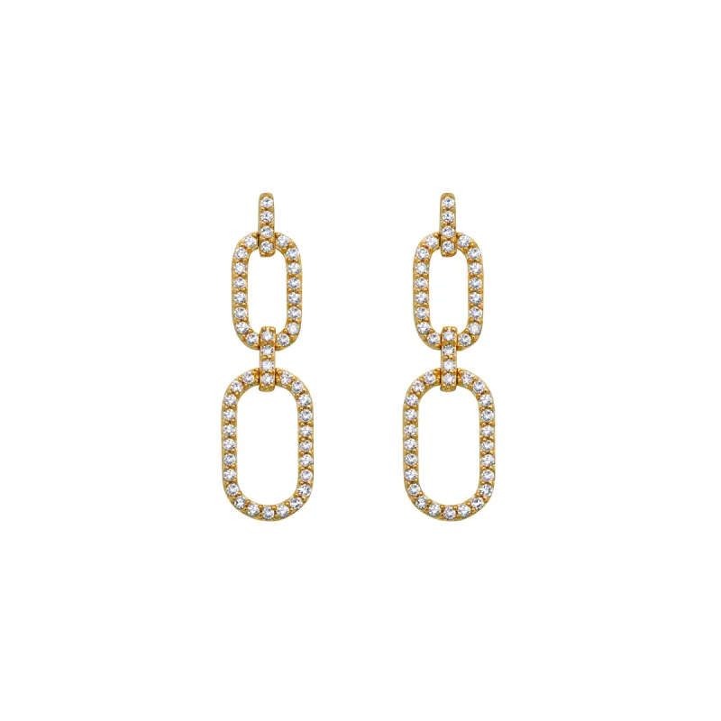 Paperclip Drop Earring in Yellow Gold with Diamonds sold by Promise By Effy
