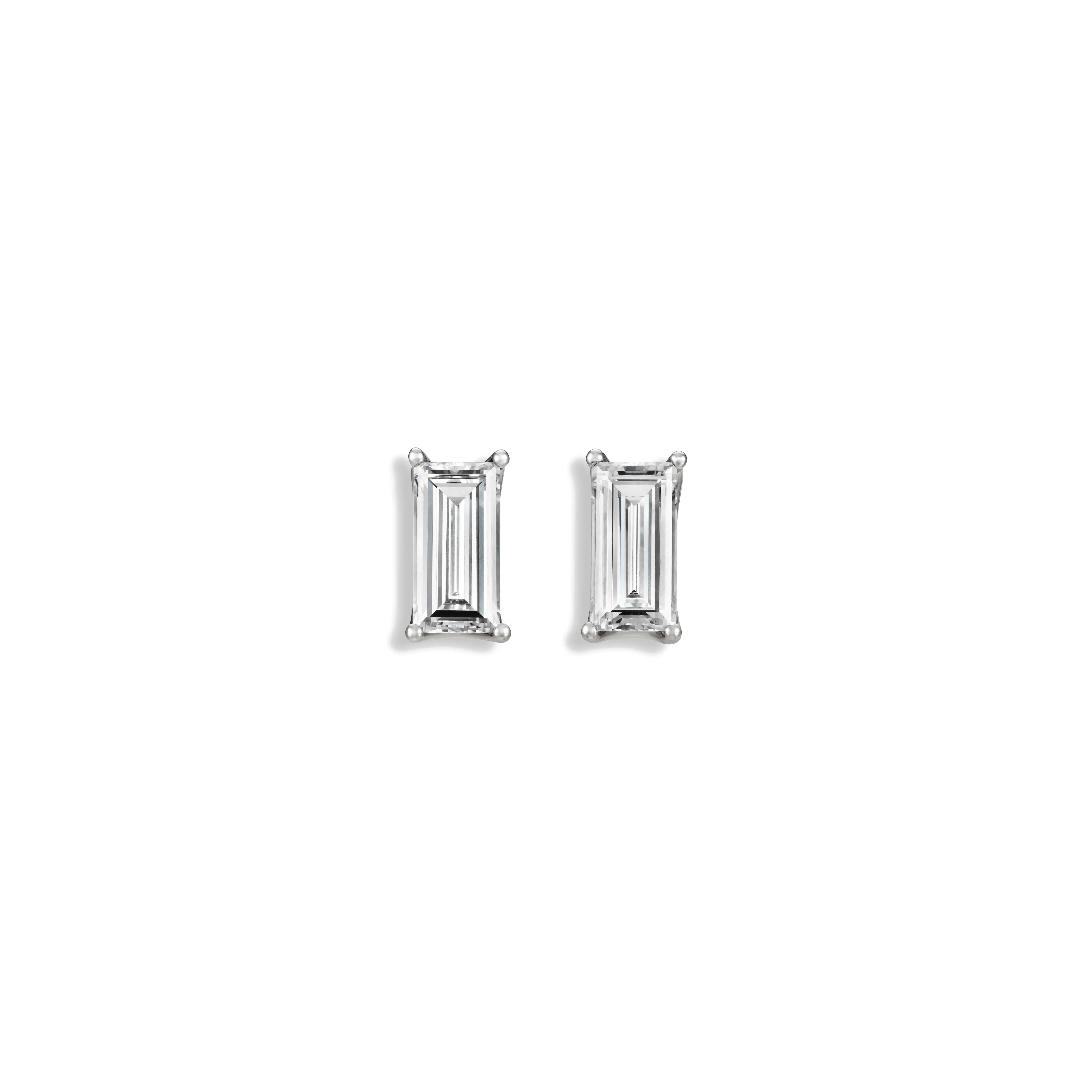 Stud Earring with Straight Corner Emerald Cut Lab Diamonds sold by Promise By Effy