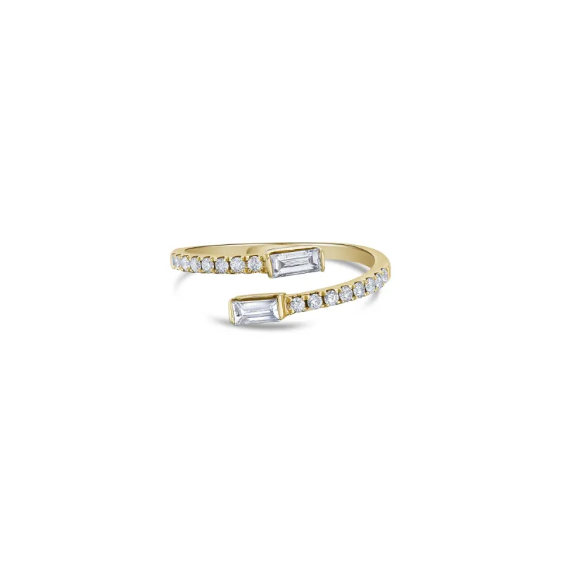 Open Bypass Ring in Yellow Gold with Diamonds sold by Promise By Effy