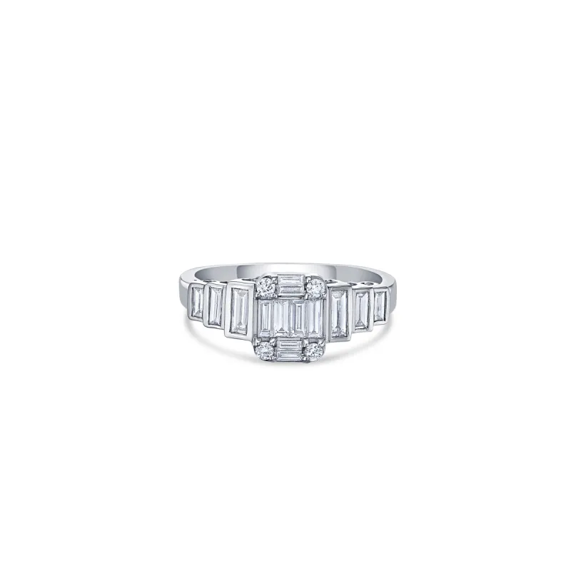 Pixel Ring in White Gold with Diamonds sold by Promise By Effy