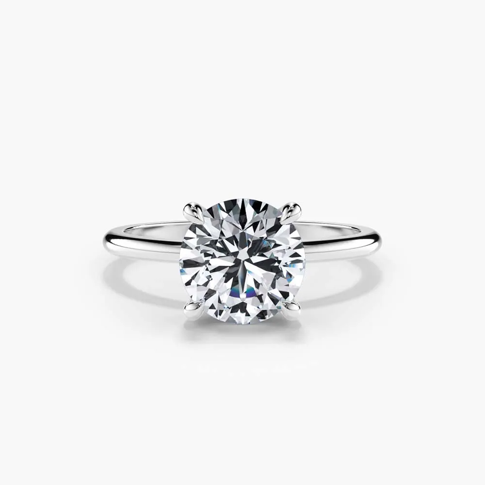 The Hidden Halo Plain Band Lab Diamond Engagement Ring sold by Promise By Effy