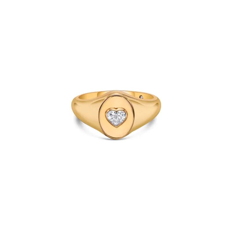 Love Signet Ring with Heart Lab Diamond sold by Promise By Effy