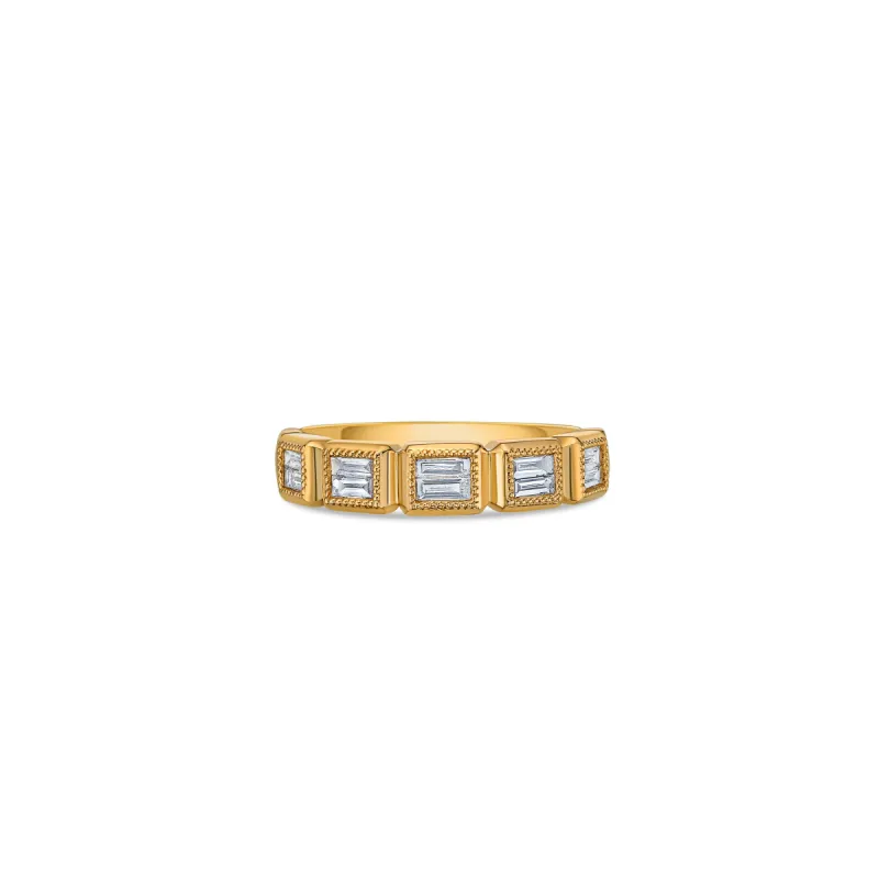Square Bezel Ring in Yellow Gold with Diamonds sold by Promise By Effy