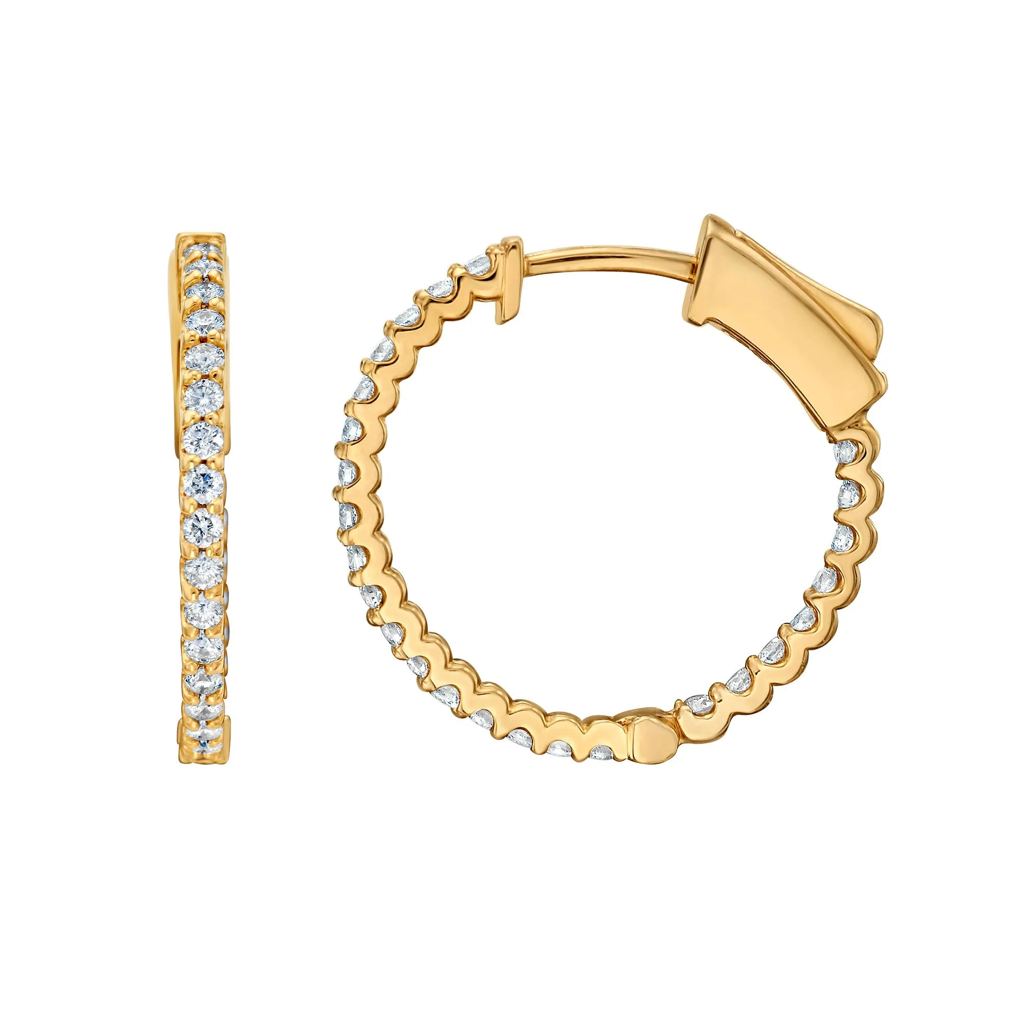 Hoops in Yellow Gold with Diamonds sold by Promise By Effy product image thumbnail 2
