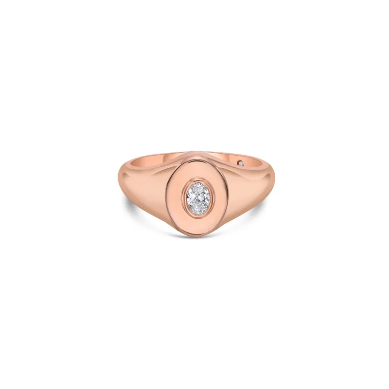 Oval Signet Ring with Diamonds sold by Promise By Effy