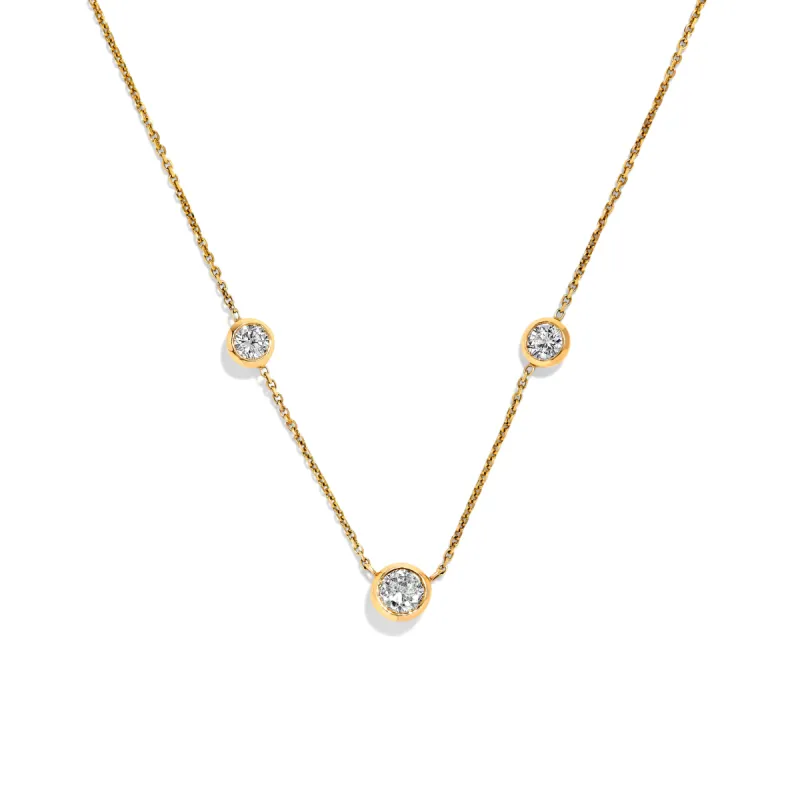 Bezel Station Necklace in Yellow Gold with Diamonds sold by Promise By Effy