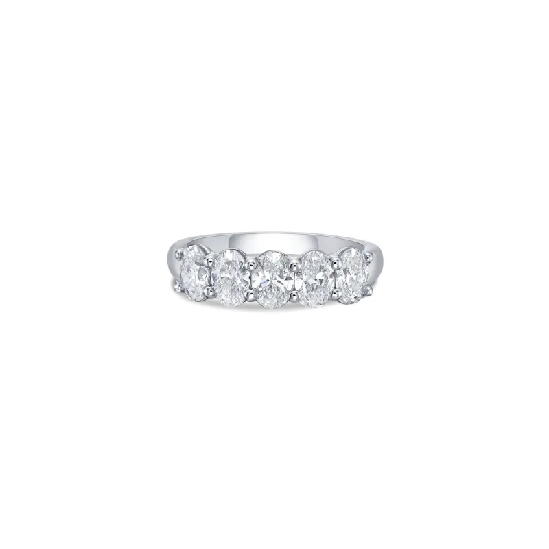 Five Stone Classic Band with Oval Cut Lab Diamonds sold by Promise By Effy