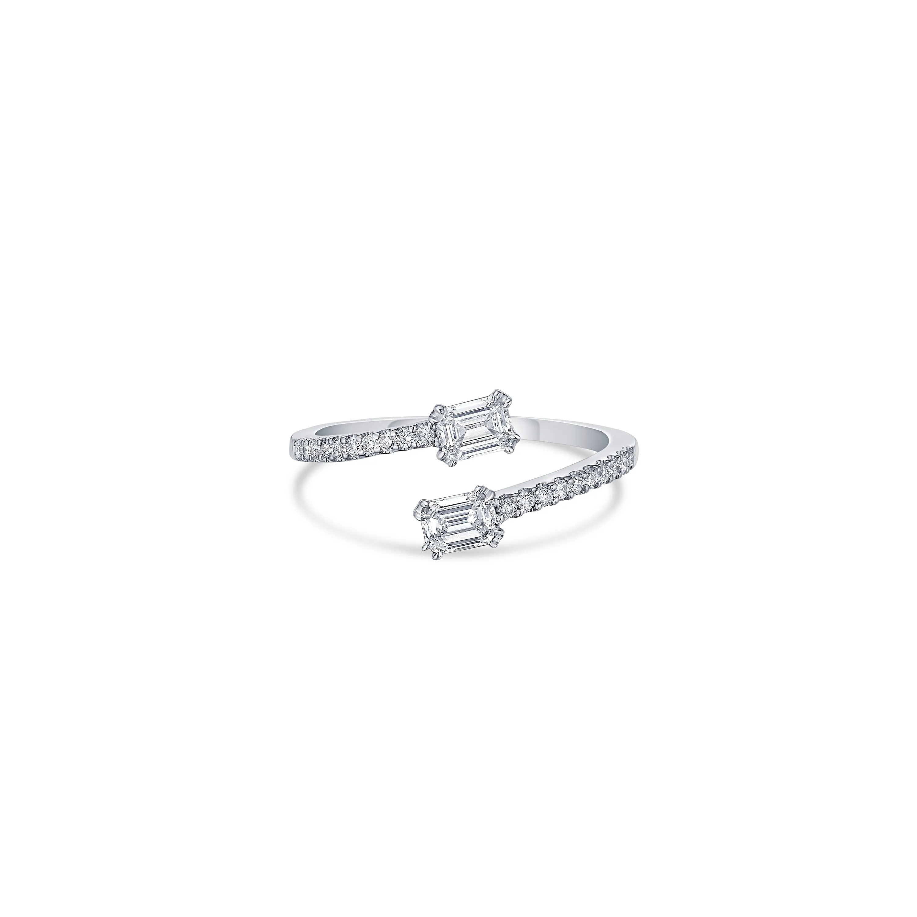 Open Bypass Ring in White Gold with Diamonds sold by Promise By Effy