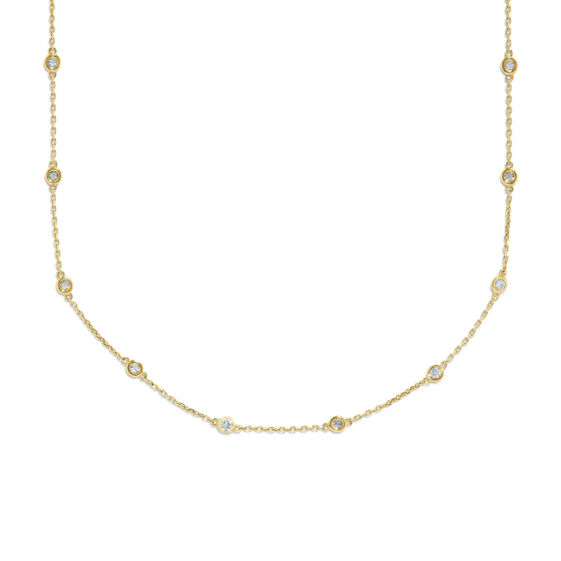 Bezel Station Necklace in Yellow Gold with Diamonds sold by Promise By Effy