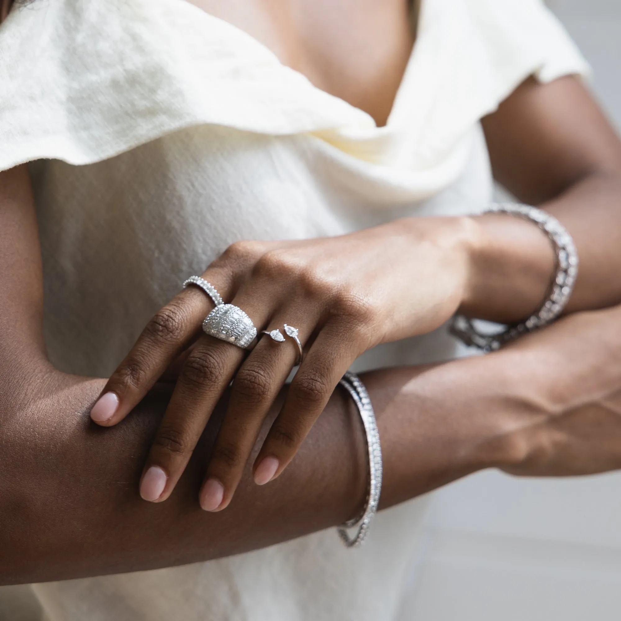 Open Bypass Ring in White Gold with Diamonds sold by Promise By Effy product image thumbnail 3