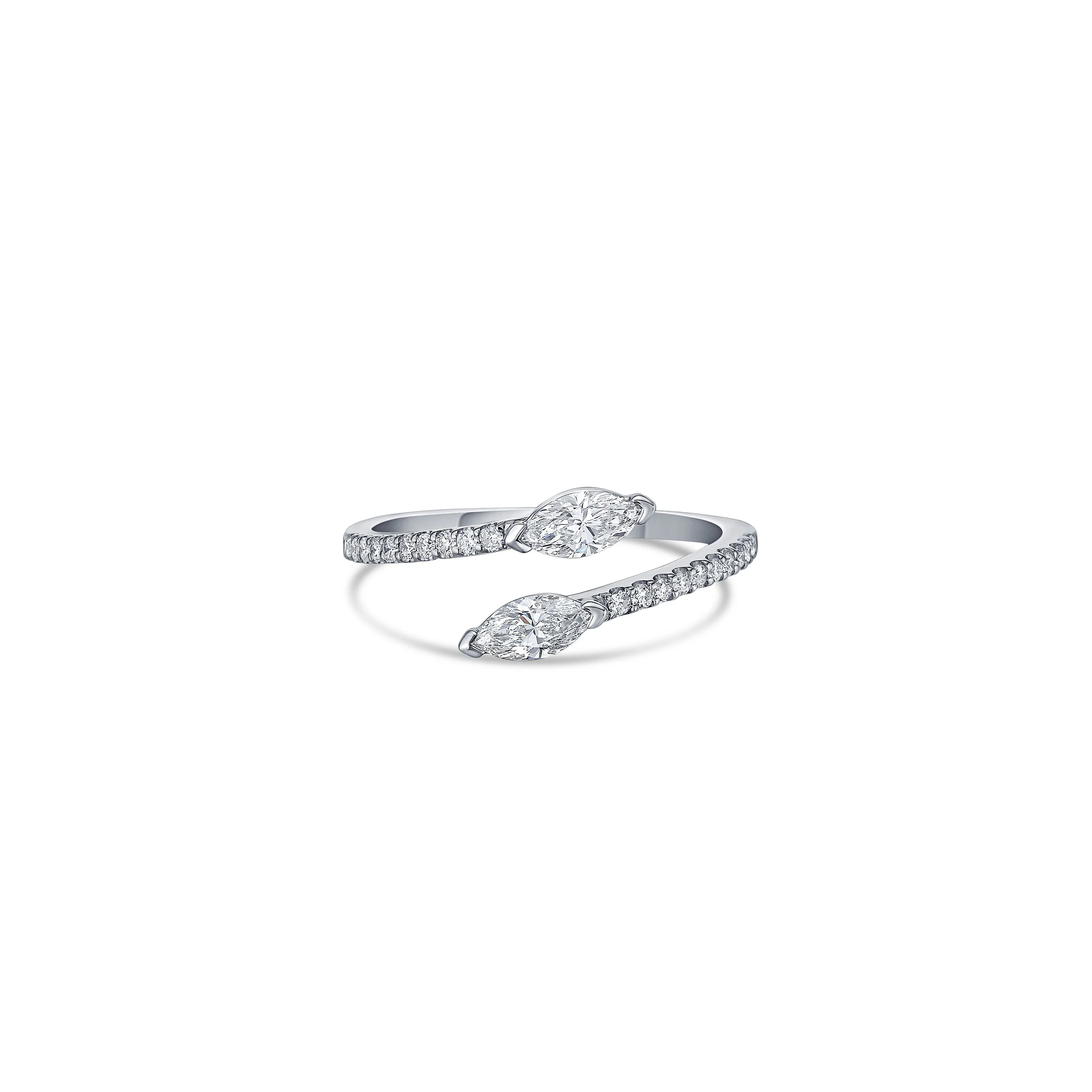 Open Bypass Ring in White Gold with Diamonds sold by Promise By Effy