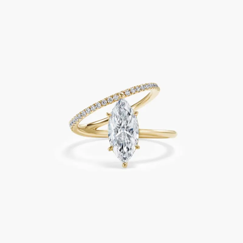 The Unique Wrap Marquise Lab Diamond Engagement Ring sold by Promise By Effy