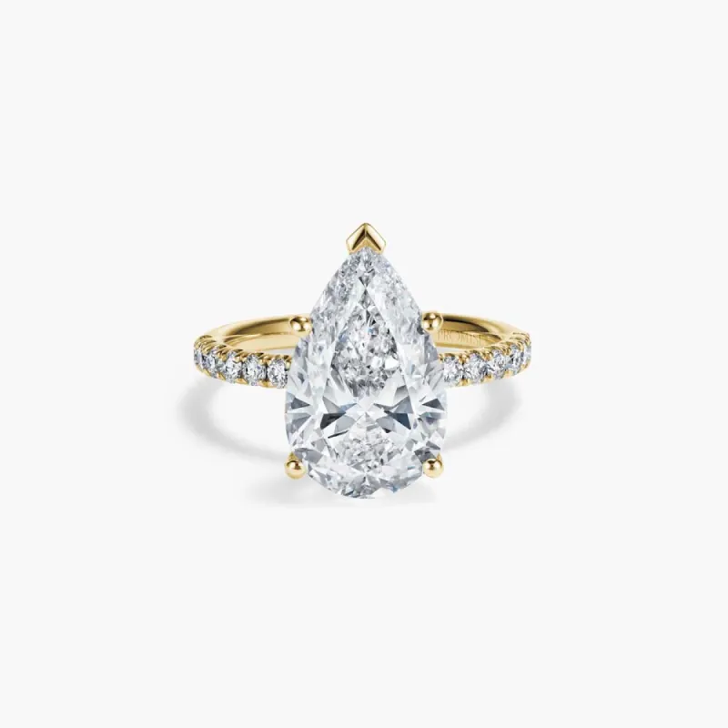 The Side Stone Half Pavé Band Pear Lab Diamond Engagement Ring sold by Promise By Effy
