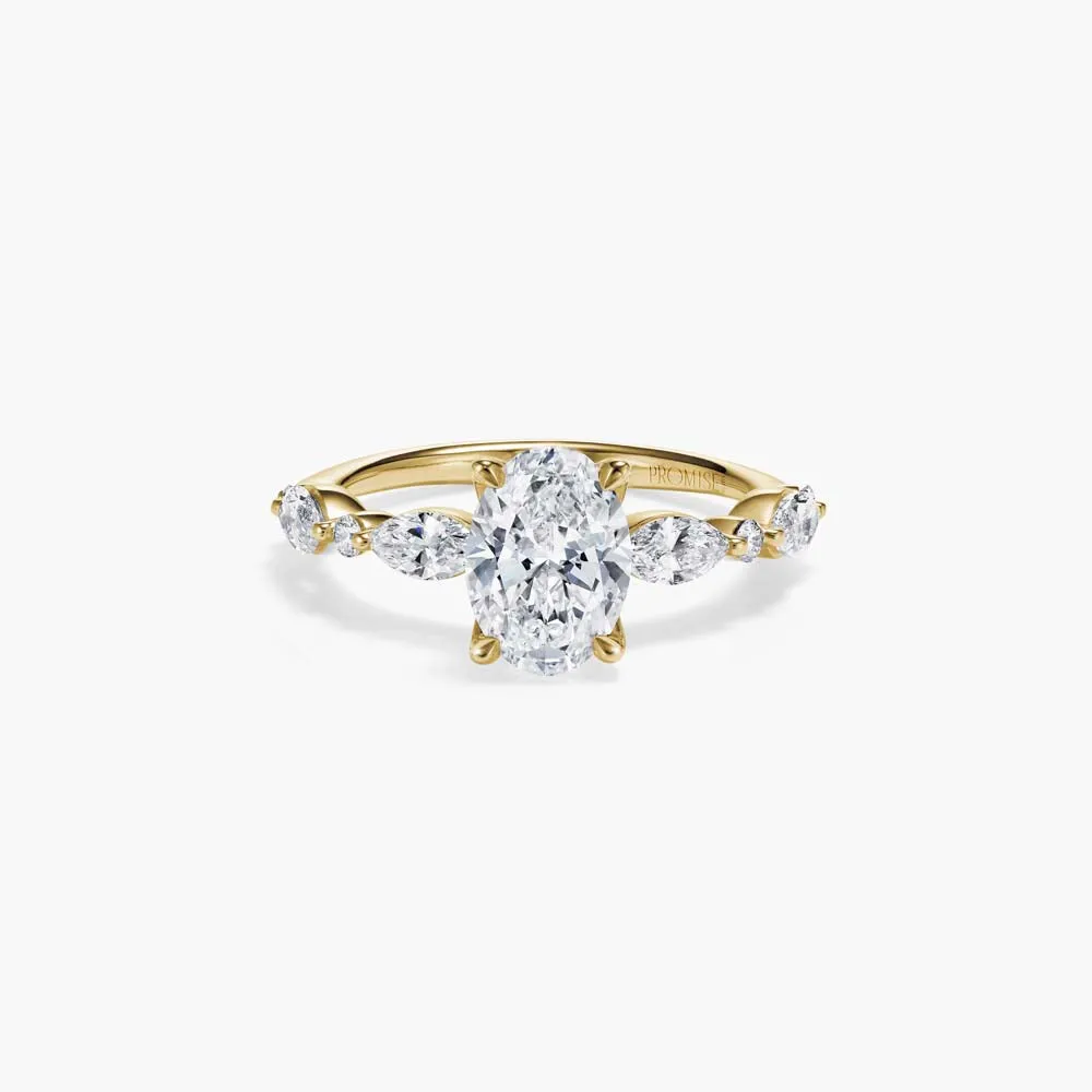The Side Stone Oval Lab Diamond Engagement Ring sold by Promise By Effy