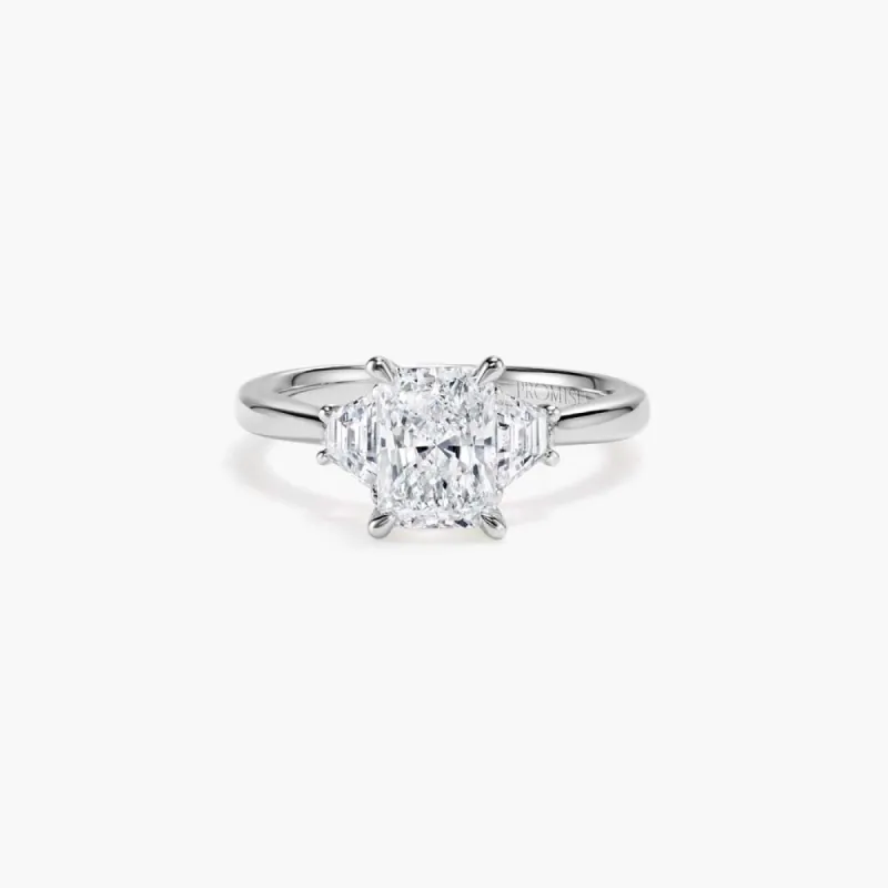 The Step Cut Trapezoid Three Stone Lab Diamond Engagement Ring sold by Promise By Effy