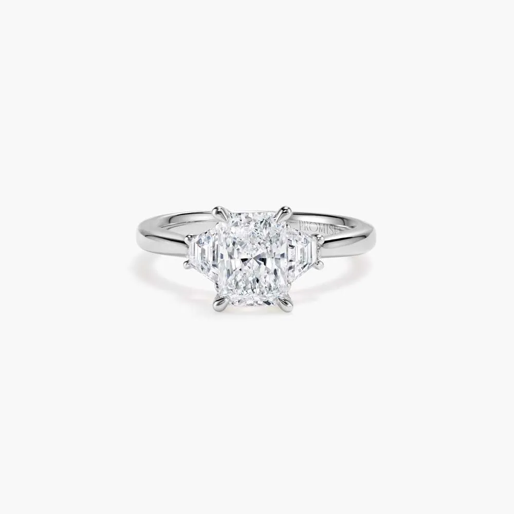 The Step Cut Trapezoid Three Stone Lab Diamond Engagement Ring sold by Promise By Effy