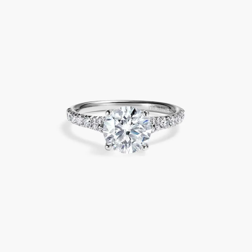 The Side Stone Half Pavé Band Round Brilliant Lab Diamond Engagement Ring sold by Promise By Effy