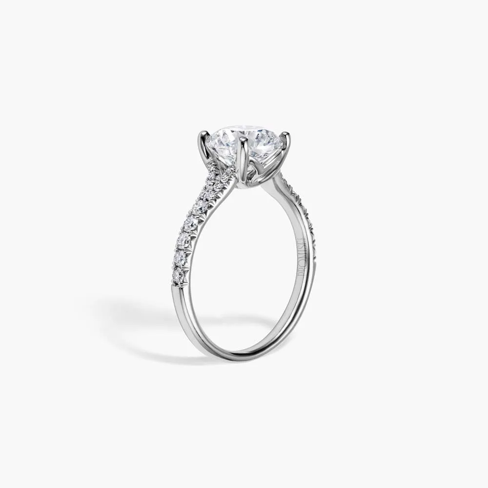 The Side Stone Half Pavé Band Round Brilliant Lab Diamond Engagement Ring sold by Promise By Effy product image thumbnail 2