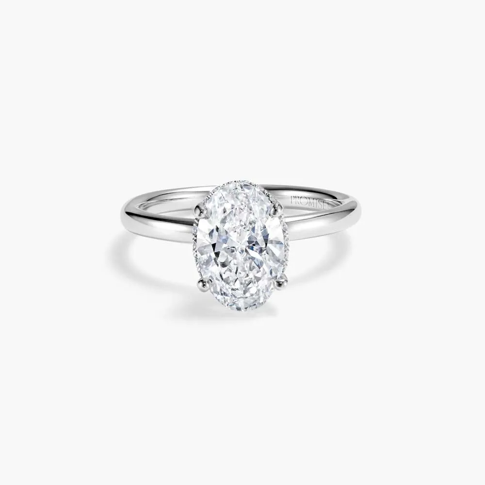 The Hidden Halo Pavé Oval Lab Diamond Engagement Ring sold by Promise By Effy