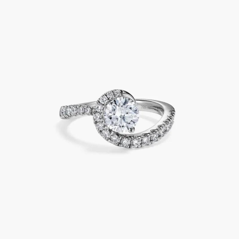 The Unique Swirl Round Brilliant Lab Diamond Engagement Ring sold by Promise By Effy
