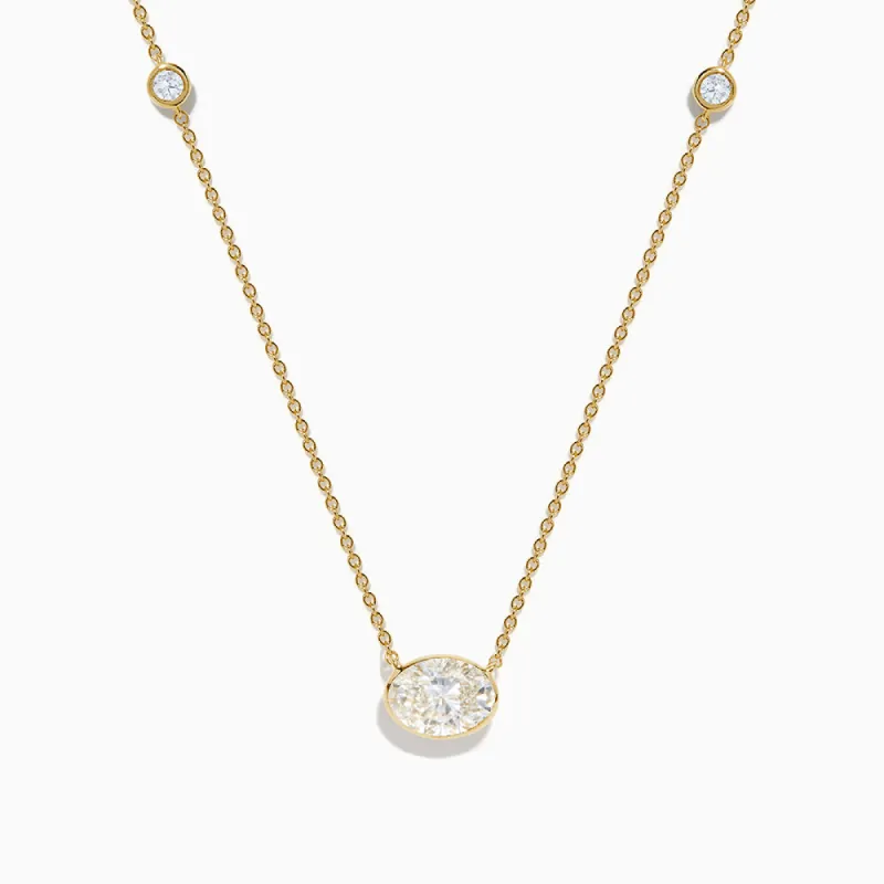 The East West Bezel Oval Station Necklace sold by Promise By Effy