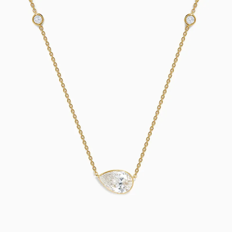 The East West Bezel Pear Station Necklace made by Promise By Effy