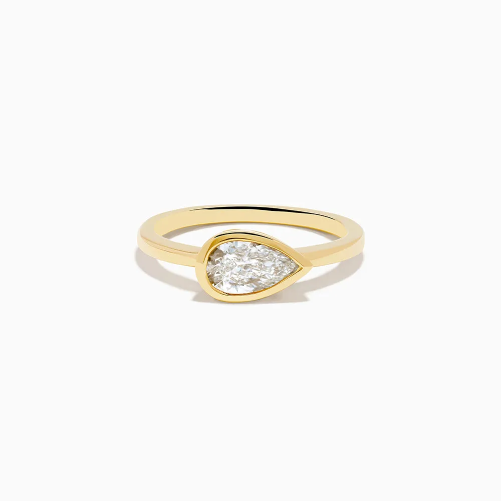 The East West Pear Bezel Ring sold by Promise By Effy