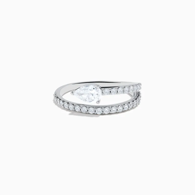 The Pavé Two Turn Pear Coil Ring sold by Promise By Effy