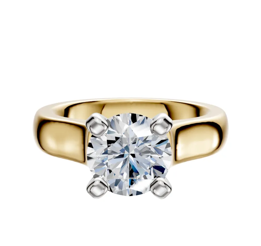 18K Two Tone 4 Prong Cathedral Dome 4.0mm Engagement Ring sold by Promise By Effy