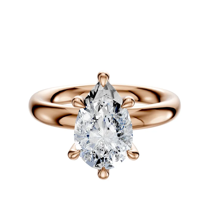 18K Rose Gold 6 Prong Basket Classic Dome 3.0mm Engagement Ring sold by Promise By Effy