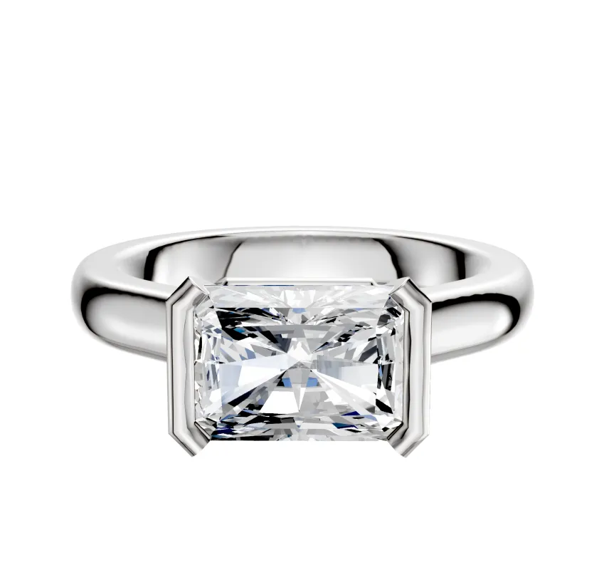 Platinum Bezel Half Bezel East/West Cathedral Dome 3.0mm Engagement Ring sold by Promise By Effy