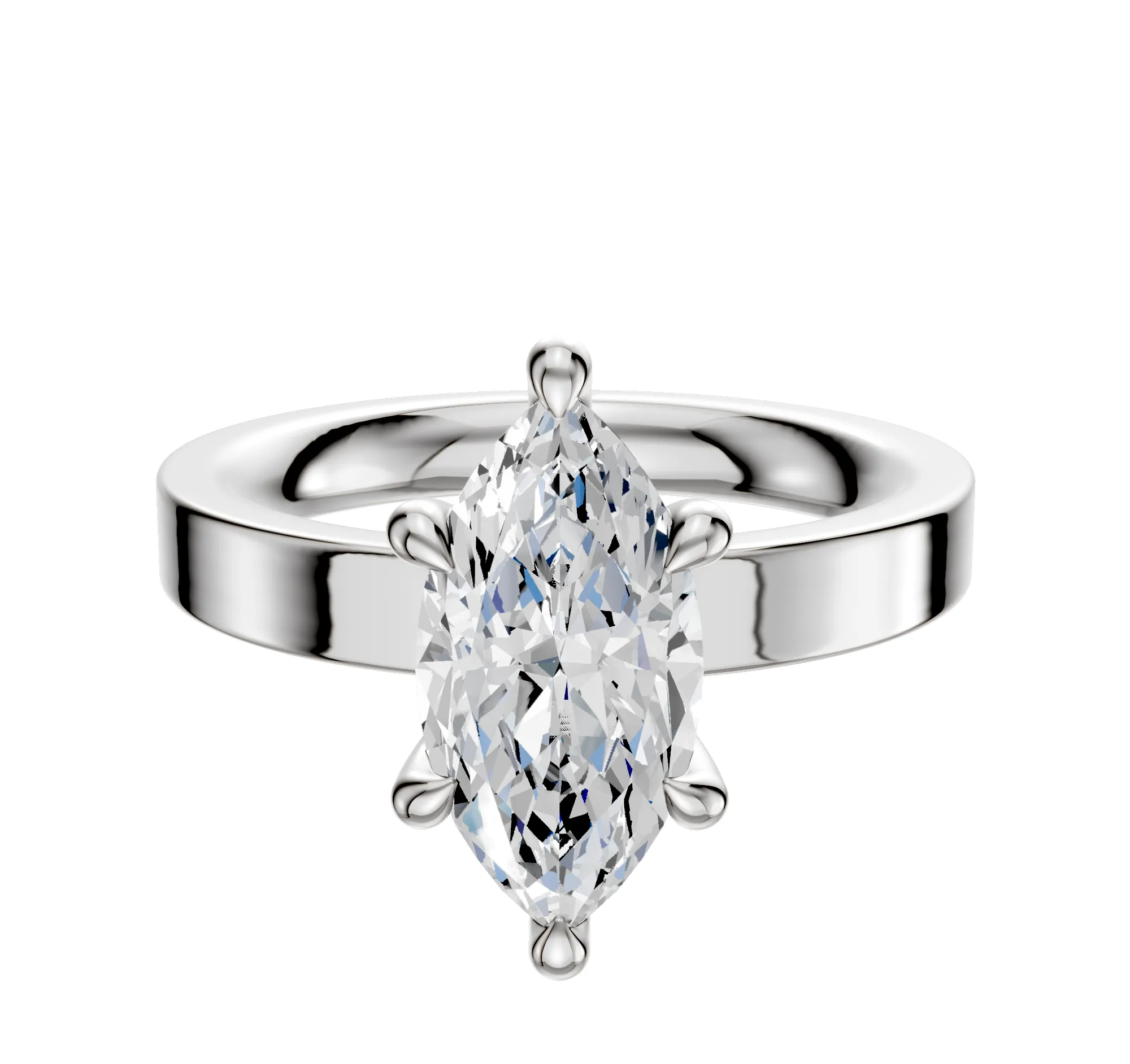 14K White Gold 6 Prong Hidden Halo Classic Flat 3.0mm Engagement Ring sold by Promise By Effy