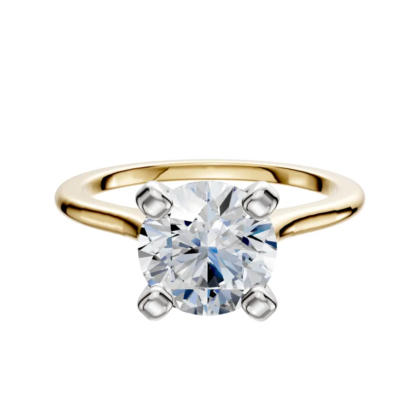 14K Two Tone 4 Prong Cathedral Dome 1.5mm Engagement Ring sold by Promise By Effy