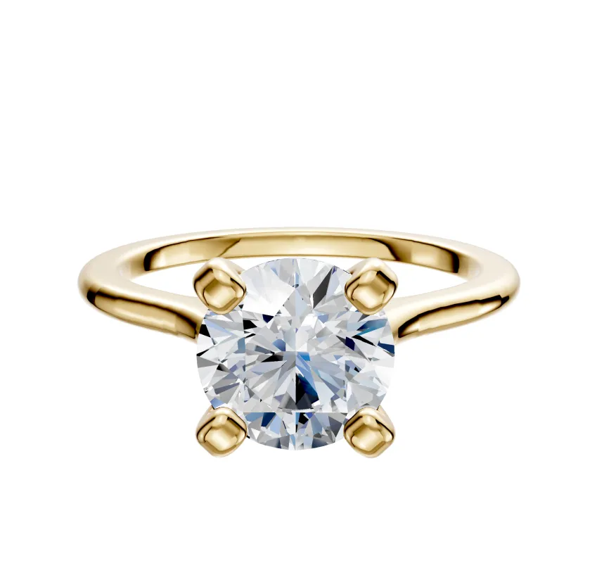 18K Yellow Gold 4 Prong Cathedral Dome 1.5mm Engagement Ring sold by Promise By Effy