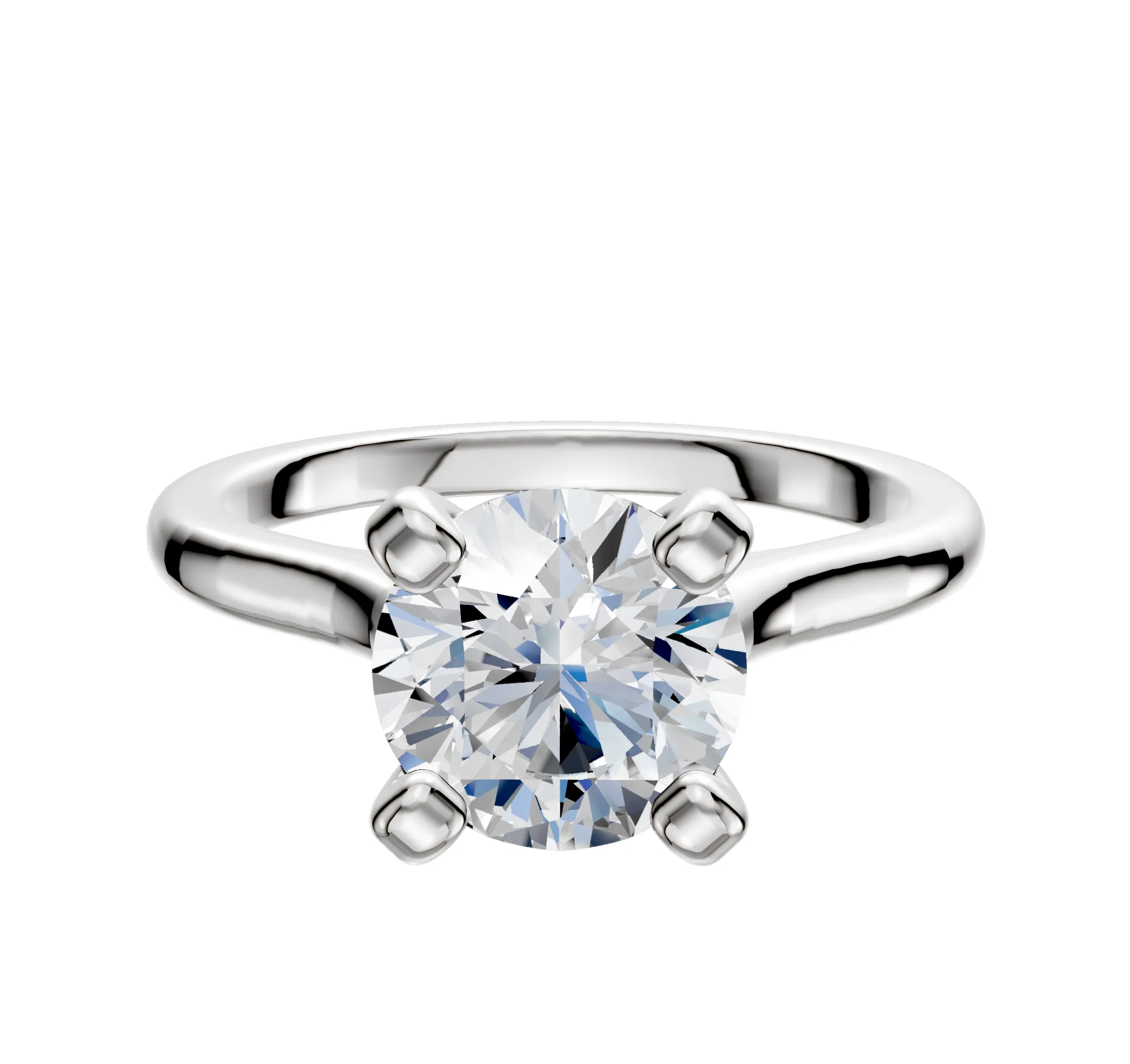 18K White Gold 4 Prong Cathedral Dome 2.0mm Engagement Ring sold by Promise By Effy