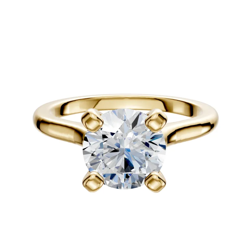 18K Yellow Gold 4 Prong Cathedral Dome 2.0mm Engagement Ring made by Promise By Effy