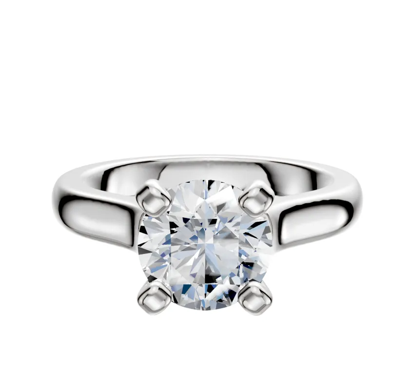 14K White Gold 4 Prong Cathedral Dome 3.0mm Engagement Ring sold by Promise By Effy