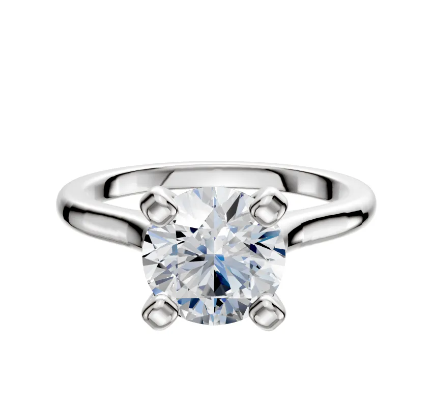 Platinum 4 Prong Cathedral Dome 2.0mm Engagement Ring sold by Promise By Effy