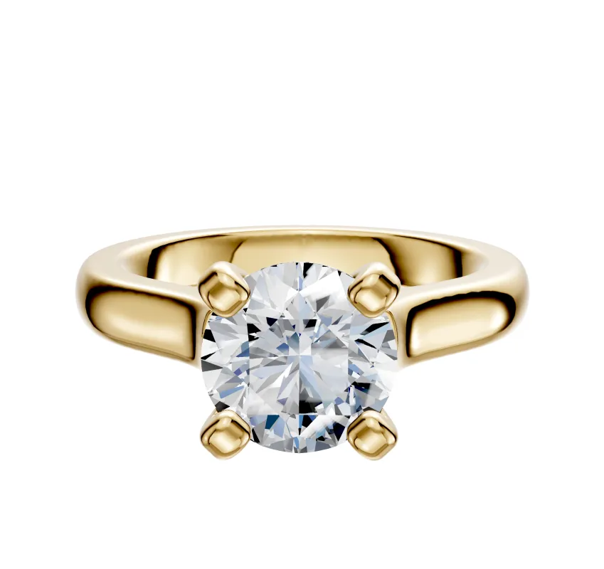 14K Yellow Gold 4 Prong Cathedral Dome 3.0mm Engagement Ring sold by Promise By Effy