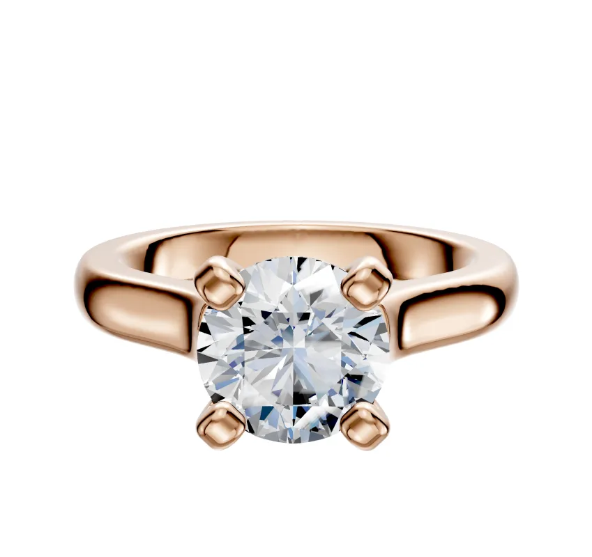 18K Rose Gold 4 Prong Cathedral Dome 3.0mm Engagement Ring sold by Promise By Effy