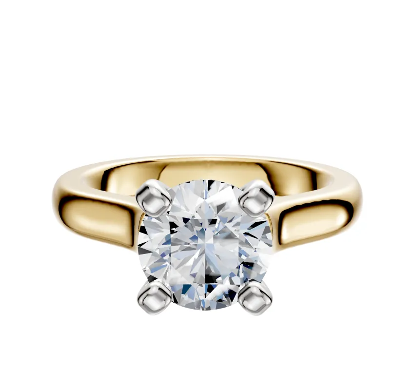 18K Two Tone 4 Prong Cathedral Dome 3.0mm Engagement Ring sold by Promise By Effy