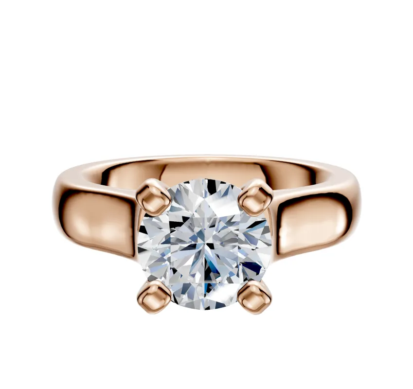 14K Rose Gold 4 Prong Cathedral Dome 4.0mm Engagement Ring sold by Promise By Effy