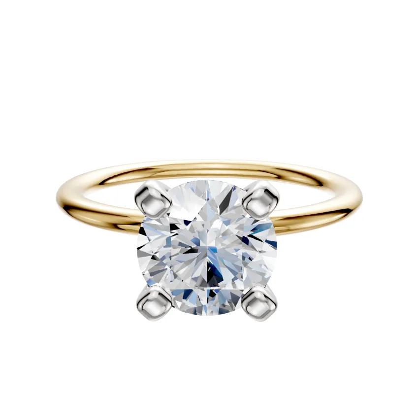 14K Two Tone 4 Prong Classic Dome 1.5mm Engagement Ring sold by Promise By Effy